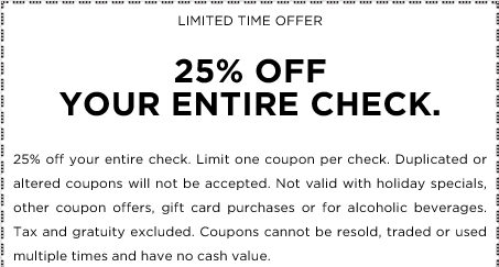 Ruby Tuesday 25 Off Your Entire Check Printable Coupon Hunt4freebies