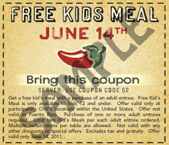 Chili's: FREE Kids Meal with Entree Purchase Coupon on June 14 ...