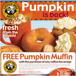 Einstein Bros: FREE Pumpkin Muffin with Coffee Purchase Coupon ...