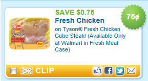 $0.75 off ANY Tyson Fresh Chicken Cube Steak Printable Coupon ...