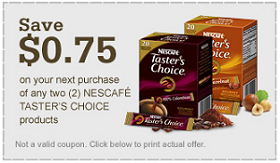 $0.75 off 2 Nescafe Tasters Choice Coffee Coupon - Hunt4Freebies