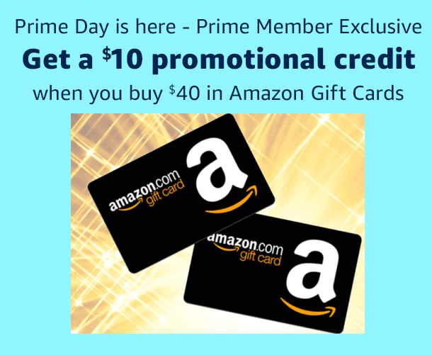 Amazon Prime Members Purchase $40 Amazon Gift Card & Receive $10 Credit