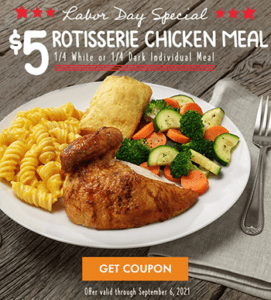 $5 Rotisserie Chicken Individual Meal (1/4 White or Dark) at Boston ...