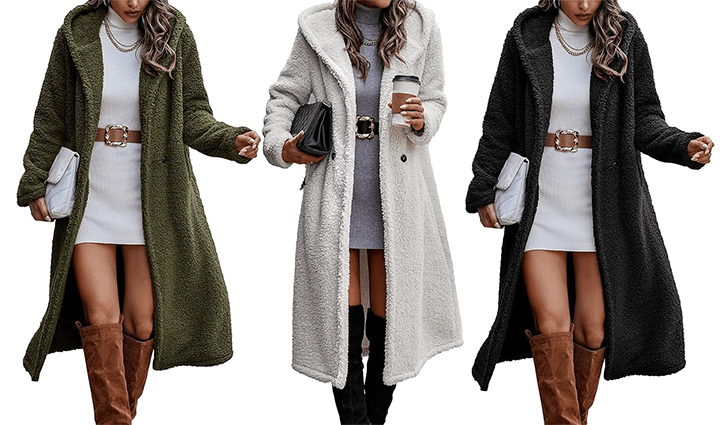 VERY J Fuzzy Plaid Long Sleeve Hooded Jacket